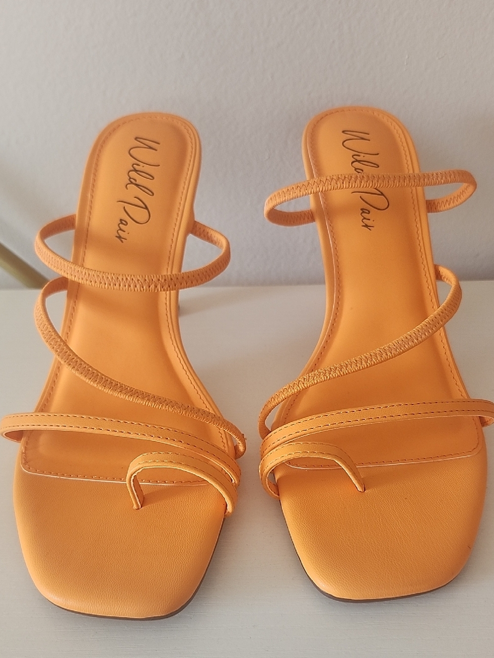 Wild Pair Orange Multi-Strap Slide Heels
